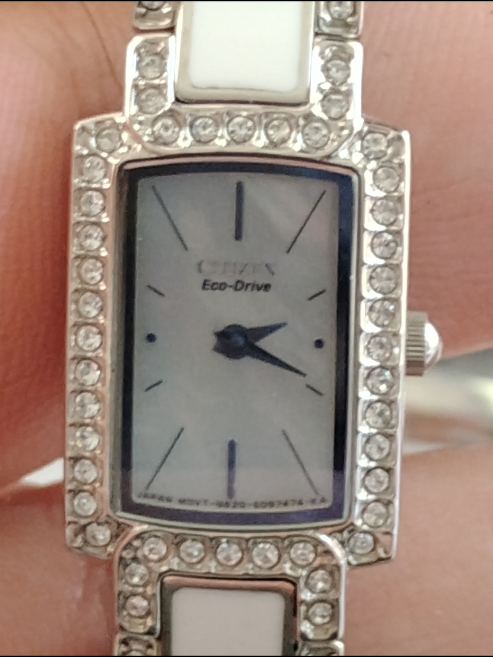 Citizen Eco-Drive Women's Silver Crystal-Accent White Bracelet Watch